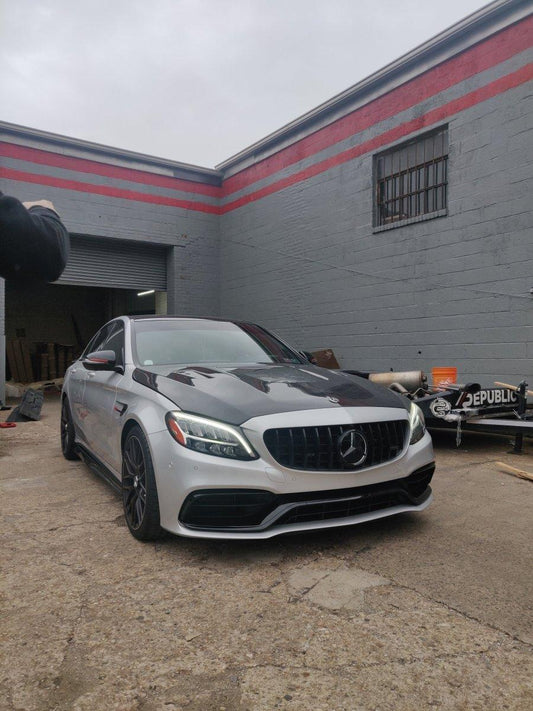 Mercedes Benz C-Class C63S C63 C43 AMG C400 C300 W205 2015 2016 2017 2018 2019 2020 2021 Sedan Coupe Convertible (suitable for both pre-facelift and facelift) with Aftermarket Parts - PSM Style Side Skirts Carbon Fiber from Aero Republic