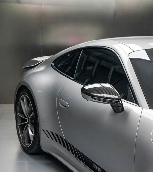 Porsche 911 992 992.1 992.2 Carerra Base/S/T/4/4S/Targa 4/ Targa 4S/GTS/Turbo/Turbo S/GT3/GT3RS Panamera 971 971.1 RWD/Base/4/4S/GTS/Turbo/Turbo S LHD (Left Hand Drive) 2020-ON & Taycan 9J1 Sedan/Cross Turismo RWD/4S/GTS/Turbo/Turbo S LHD (Left Hand Drive) 2020-ON with Aftermarket Parts - OE Style Replacement Mirror Caps Pre-preg Carbon Fiber from Aero Republic
