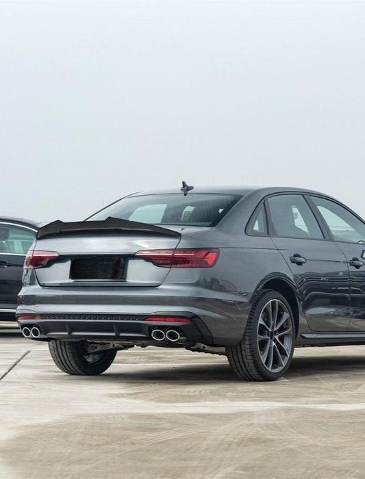 Audi S4 A4 B9 2018 2019 2020 2021 2022 2023 2024 with Aftermarket Parts - PSM Style Rear Lip Spoiler Pre-preg Carbon Fiber from Aero Republic
