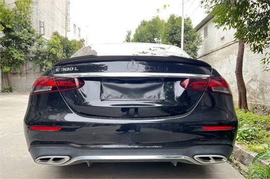 Mercedes Benz E-Class E63S E63 E53 E43 AMG E550 E450 E400 E350 E300 W213 2017 2018 2019 2020 2021 2022 2023 with Aftermarket Parts - X Style Rear Lip Spoiler Pre-preg Carbon Fiber from Aero Republic