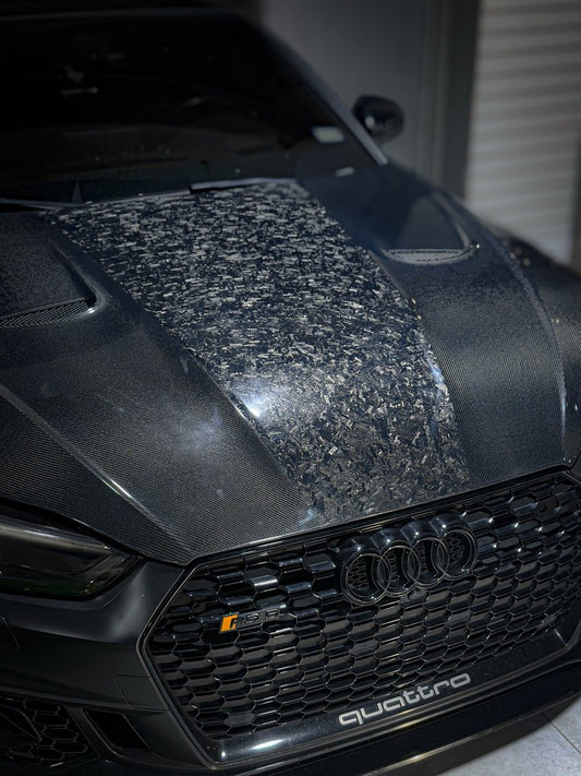 Audi RS5 S5 A5 B9 B9.5 2017 2018 2019 2020 2021 2022 2023 2024 with Aftermarket Parts - AE Style Hood Bonnet Carbon Fiber from ArmorExtend