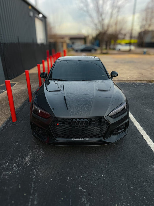 Audi RS5 S5 A5 B9 B9.5 2017 2018 2019 2020 2021 2022 2023 2024 with Aftermarket Parts - AE Style Hood Bonnet Carbon Fiber from ArmorExtend