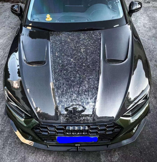 Audi RS5 S5 A5 B9 B9.5 2017 2018 2019 2020 2021 2022 2023 2024 with Aftermarket Parts - AE Style Hood Bonnet Carbon Fiber from ArmorExtend