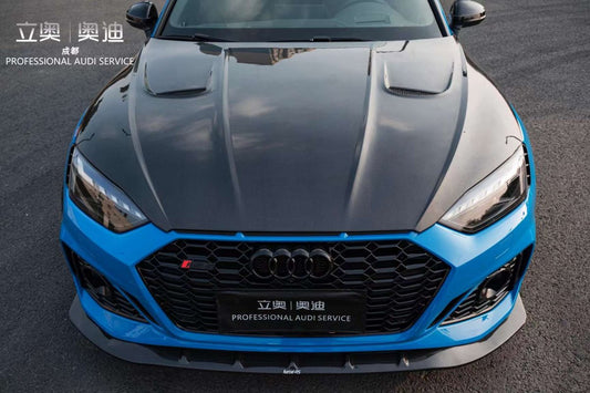 Audi RS5 S5 A5 B9 B9.5 2017 2018 2019 2020 2021 2022 2023 2024 with Aftermarket Parts - AE Style Hood Bonnet Carbon Fiber from ArmorExtend