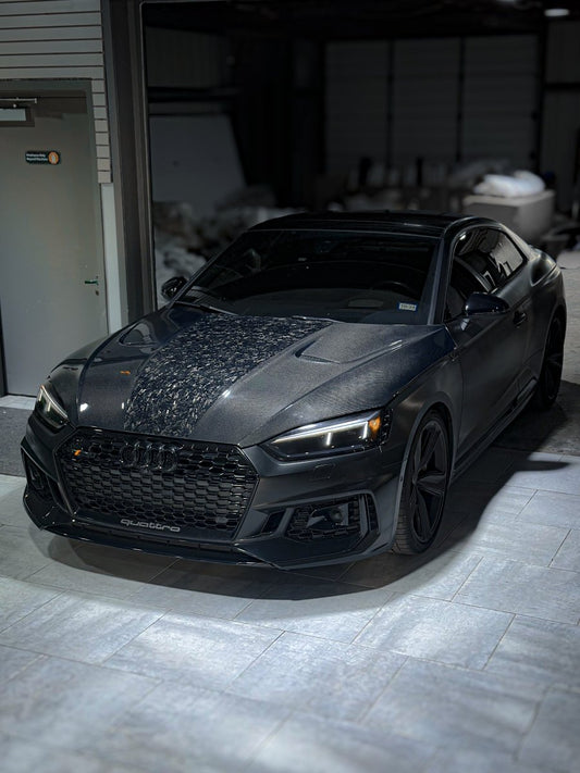 Audi RS5 S5 A5 B9 B9.5 2017 2018 2019 2020 2021 2022 2023 2024 with Aftermarket Parts - AE Style Hood Bonnet Carbon Fiber from ArmorExtend