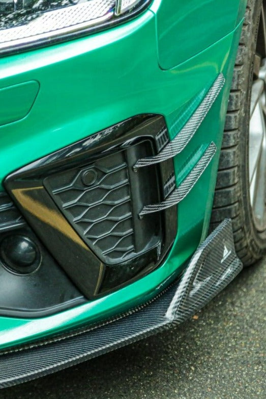 Audi S4 / A4 (With S-line Bumper) B9.5 2020 2021 2022 2023 2024 with Aftermarket Parts - AE Style Front Canards Carbon Fiber from ArmorExtend