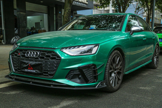 Audi S4 / A4 (With S-line Bumper) B9.5 2020 2021 2022 2023 2024 with Aftermarket Parts - AE Style Front Canards Carbon Fiber from ArmorExtend