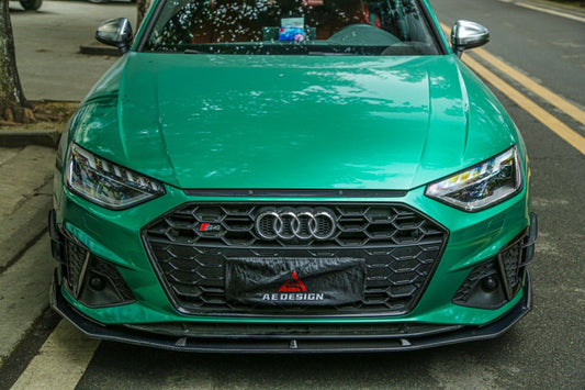 Audi S4 / A4 (With S-line Bumper) B9.5 2020 2021 2022 2023 2024 with Aftermarket Parts - AE Style Front Canards Carbon Fiber from ArmorExtend