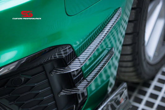 Audi S4 / A4 (With S-line Bumper) B9.5 2020 2021 2022 2023 2024 with Aftermarket Parts - AE Style Front Canards Carbon Fiber from ArmorExtend