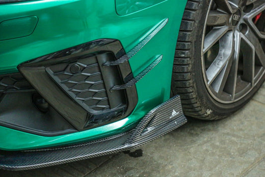Audi S4 / A4 (With S-line Bumper) B9.5 2020 2021 2022 2023 2024 with Aftermarket Parts - AE Style Front Canards Carbon Fiber from ArmorExtend