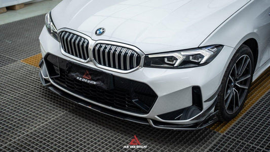 BMW 3 Series 330i (With M-Package Bumper,Does not fit base model) M340i LCI G20 G21 2023 2024 with Aftermarket Parts - AE Style Front Canards Carbon Fiber from ArmorExtend