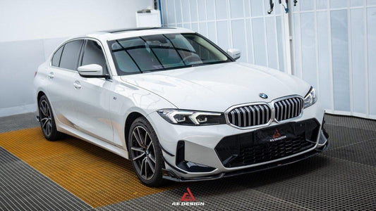 BMW 3 Series 330i (With M-Package Bumper,Does not fit base model) M340i LCI G20 G21 2023 2024 with Aftermarket Parts - AE Style Front Canards Carbon Fiber from ArmorExtend
