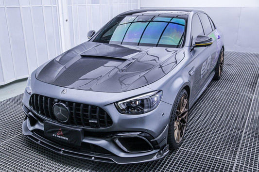 Mercedes Benz E63 E63S W213 2021 2022 2023 2024 with Aftermarket Parts - AE Front Canards Carbon Fiber from ArmorExtend