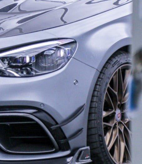 Mercedes Benz E63 E63S W213 2021 2022 2023 2024 with Aftermarket Parts - AE Front Canards Carbon Fiber from ArmorExtend