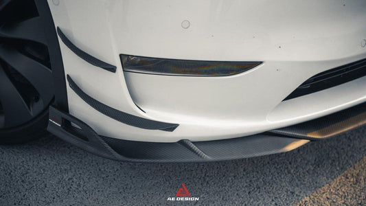 Tesla Model Y 2020 2021 2022 2023 2024 2025 with Aftermarket Parts - AE Style Front Canards Carbon Fiber from ArmorExtend