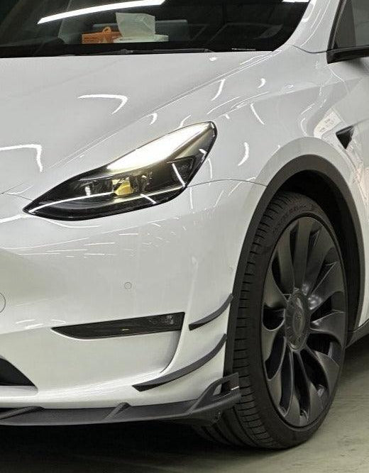 Tesla Model Y 2020 2021 2022 2023 2024 2025 with Aftermarket Parts - AE Style Front Canards Carbon Fiber from ArmorExtend