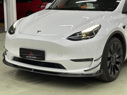 Tesla Model Y 2020 2021 2022 2023 2024 2025 with Aftermarket Parts - AE Style Front Canards Carbon Fiber from ArmorExtend