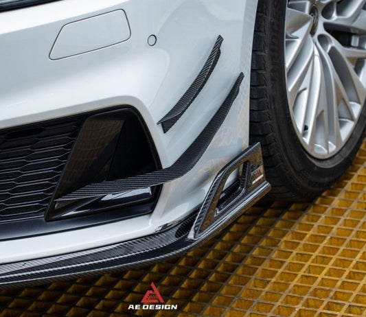 Audi S7 A7 (with s-line bumper) C8 2019 2020 2021 2022 2023 2024 with Aftermarket Parts - AE Front Canards Carbon Fiber from ArmorExtend