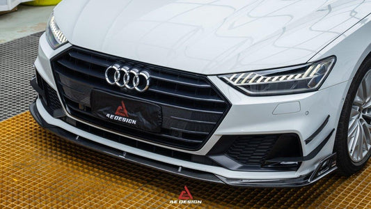 Audi S7 A7 (with s-line bumper) C8 2019 2020 2021 2022 2023 2024 with Aftermarket Parts - AE Front Canards Carbon Fiber from ArmorExtend