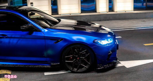 BMW M5/M5C F90 Pre-LCI 2018 2019 2020 & M5/M5C F90 LCI 2021 2022 2023 2024 with Aftermarket Parts - AE Front Canards Carbon Fiber from ArmorExtend