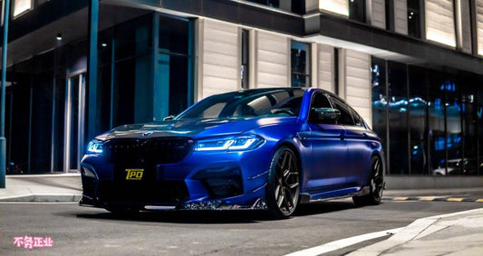 BMW M5/M5C F90 Pre-LCI 2018 2019 2020 & M5/M5C F90 LCI 2021 2022 2023 2024 with Aftermarket Parts - AE Front Canards Carbon Fiber from ArmorExtend