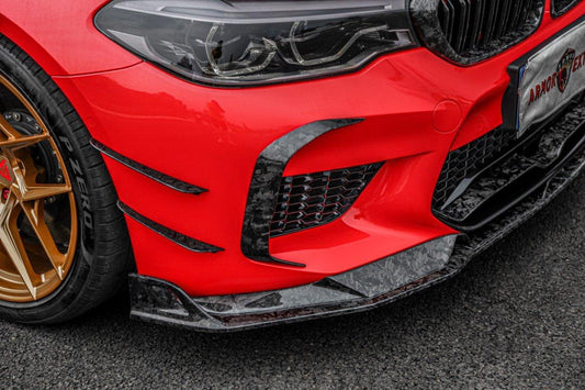 BMW M5/M5C F90 Pre-LCI 2018 2019 2020 & M5/M5C F90 LCI 2021 2022 2023 2024 with Aftermarket Parts - AE Front Canards Carbon Fiber from ArmorExtend