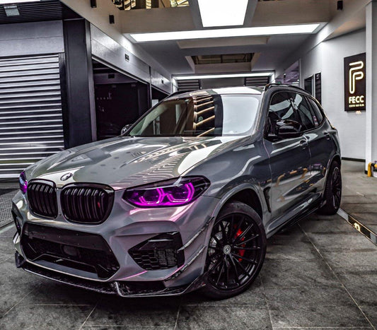 BMW X3M X3MC F97 Pre-LCI 2019 2020 2021 & X4M X4MC F98 Pre-LCI 2019 2020 2021 with Aftermarket Parts - AE V1 Front Canards Carbon Fiber from ArmorExtend