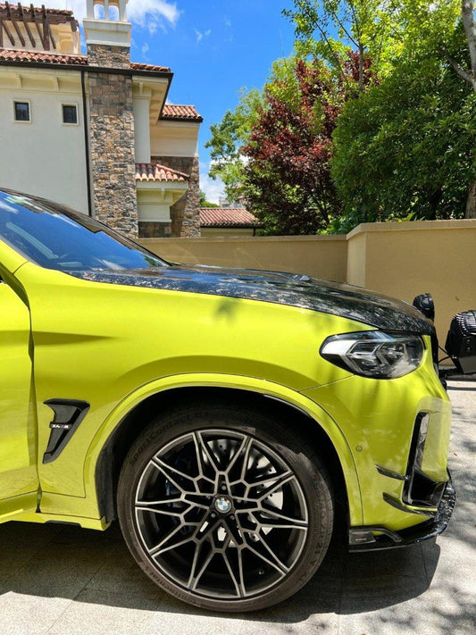 BMW X3M X3MC F97 LCI 2022 2023 2024 & X4M X4MC F98 LCI 2022 2023 2024 with Aftermarket Parts - AE Front Canards Carbon Fiber from ArmorExtend