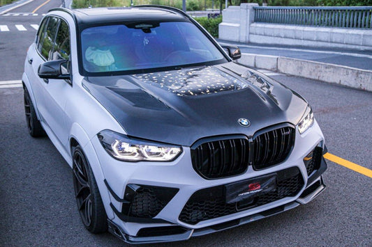 BMW X5M X5MC F95 Pre-LCI 2020 2021 2022 2023 with Aftermarket Parts - AE Style Front Canards Carbon Fiber from ArmorExtend