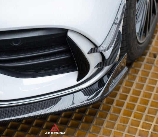 Mercedes Benz C-Class C300 (with sport-package bumper) W206 2021 2022 2023 2024 with Aftermarket Parts - AE Front Canards Carbon Fiber from ArmorExtend