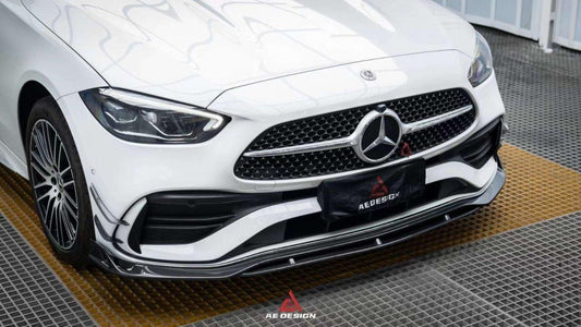 Mercedes Benz C-Class C300 (with sport-package bumper) W206 2021 2022 2023 2024 with Aftermarket Parts - AE Front Canards Carbon Fiber from ArmorExtend