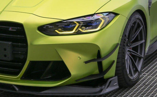 BMW M3 G80 G81 2021 2022 2023 2024 & M4 G82 G83 2021 2022 2023 2024 with Aftermarket Parts - AE V2 Style Front Canards Carbon Fiber from ArmorExtend