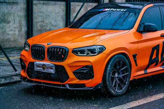 BMW X3M X3MC F97 Pre-LCI 2019 2020 2021 & X4M X4MC F98 Pre-LCI 2019 2020 2021 with Aftermarket Parts - AE Front Lip Carbon Fiber from ArmorExtend