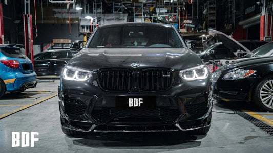 BMW X3M X3MC F97 Pre-LCI 2019 2020 2021 & X4M X4MC F98 Pre-LCI 2019 2020 2021 with Aftermarket Parts - AE Front Lip Carbon Fiber from ArmorExtend