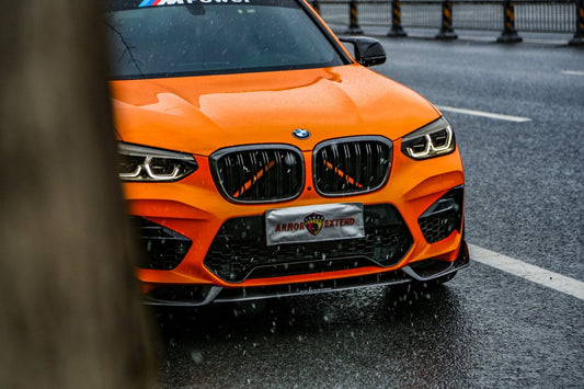 BMW X3M X3MC F97 Pre-LCI 2019 2020 2021 & X4M X4MC F98 Pre-LCI 2019 2020 2021 with Aftermarket Parts - AE Front Lip Carbon Fiber from ArmorExtend
