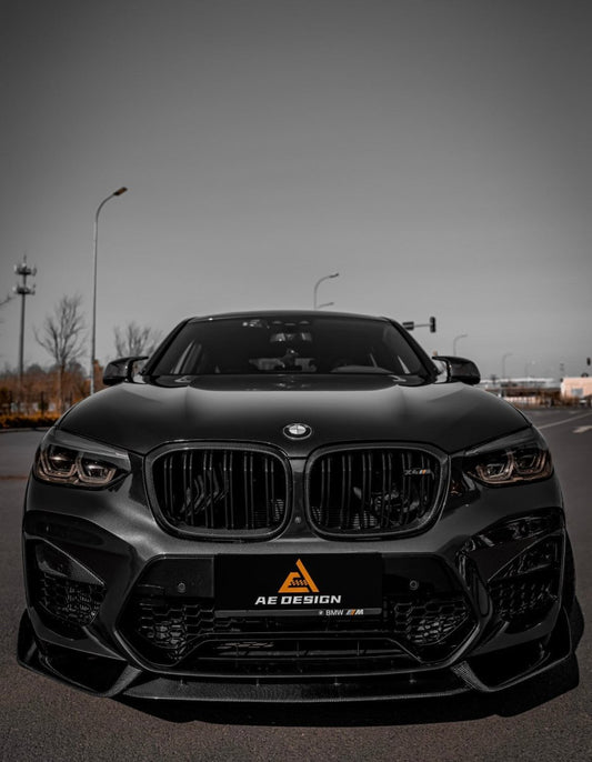 BMW X3M X3MC F97 Pre-LCI 2019 2020 2021 & X4M X4MC F98 Pre-LCI 2019 2020 2021 with Aftermarket Parts - AE Front Lip Carbon Fiber from ArmorExtend