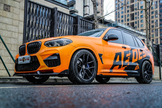 BMW X3M X3MC F97 Pre-LCI 2019 2020 2021 & X4M X4MC F98 Pre-LCI 2019 2020 2021 with Aftermarket Parts - AE Front Lip Carbon Fiber from ArmorExtend