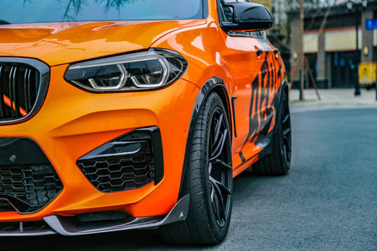 BMW X3M X3MC F97 Pre-LCI 2019 2020 2021 & X4M X4MC F98 Pre-LCI 2019 2020 2021 with Aftermarket Parts - AE Front Lip Carbon Fiber from ArmorExtend