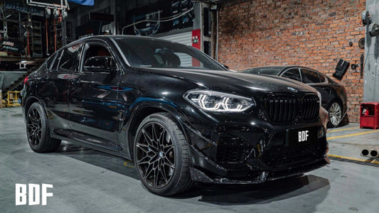BMW X3M X3MC F97 Pre-LCI 2019 2020 2021 & X4M X4MC F98 Pre-LCI 2019 2020 2021 with Aftermarket Parts - AE Front Lip Carbon Fiber from ArmorExtend