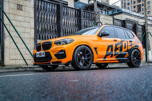 BMW X3M X3MC F97 Pre-LCI 2019 2020 2021 & X4M X4MC F98 Pre-LCI 2019 2020 2021 with Aftermarket Parts - AE Front Lip Carbon Fiber from ArmorExtend