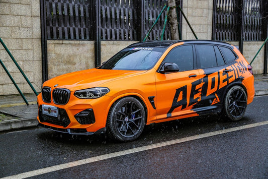 BMW X3M X3MC F97 Pre-LCI 2019 2020 2021 & X4M X4MC F98 Pre-LCI 2019 2020 2021 with Aftermarket Parts - AE Front Lip Carbon Fiber from ArmorExtend