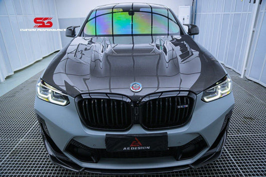 BMW X3M X3MC F97 LCI 2022 2023 2024 & X4M X4MC F98 LCI 2022 2023 2024 with Aftermarket Parts - AE Front Lip Carbon Fiber from ArmorExtend