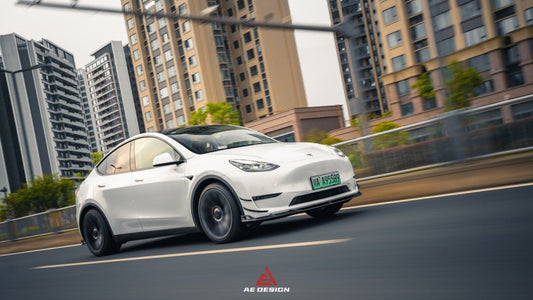 Tesla Model Y 2020 2021 2022 2023 2024 with Aftermarket Parts - AE Style Front Lip Carbon Fiber from ArmorExtend