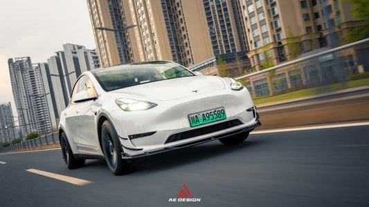 Tesla Model Y 2020 2021 2022 2023 2024 with Aftermarket Parts - AE Style Front Lip Carbon Fiber from ArmorExtend