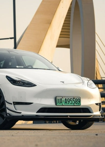 Tesla Model Y 2020 2021 2022 2023 2024 with Aftermarket Parts - AE Style Front Lip Carbon Fiber from ArmorExtend
