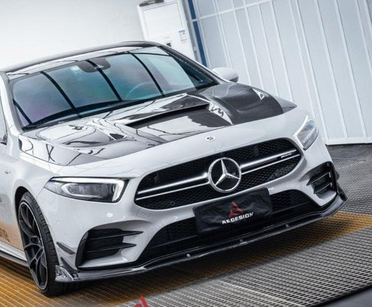 Mercedes Benz A-Class A220 (with sport-package bumper) Pre-facelift /A35 /A35L W177 2019 2020 2021 2022 2023 2024 with Aftermarket Parts - AE Front Lip Carbon Fiber from ArmorExtend
