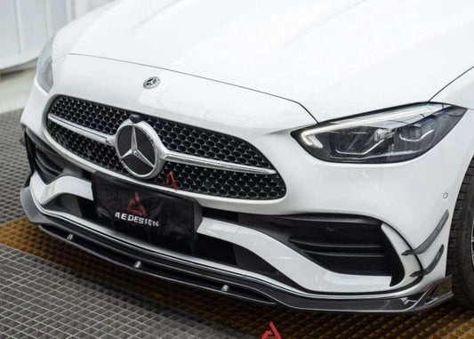 Mercedes Benz C-Class C300 (with sport-package bumper) W206 2021 2022 2023 2024 with Aftermarket Parts - AE Style Front Lip Carbon Fiber from ArmorExtend