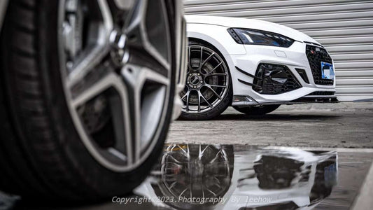 Audi RS5 B9.5 2020 2021 2022 2023 2024 with Aftermarket Parts - AE Style Front Lip Carbon Fiber from ArmorExtend