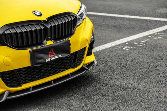 BMW 3 Series 330i M340i G20 Pre-LCI 2019 2020 2021 2022 with Aftermarket Parts - AE Style Front Lip Carbon Fiber from ArmorExtend