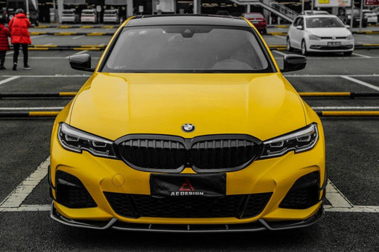 BMW 3 Series 330i M340i G20 Pre-LCI 2019 2020 2021 2022 with Aftermarket Parts - AE Style Front Lip Carbon Fiber from ArmorExtend